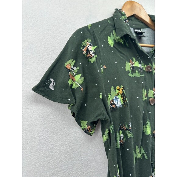 Her Universe Star Wars Endor Shirt Dress Size S Green Button Front Short Sleeve - Picture 4 of 14